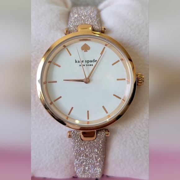 kate spade Other - ✨️SOLD✨️💖KATE SPADE NY ROSE GOLD TONE GLITTER LEATHER WOMEN'S WATCH 💖